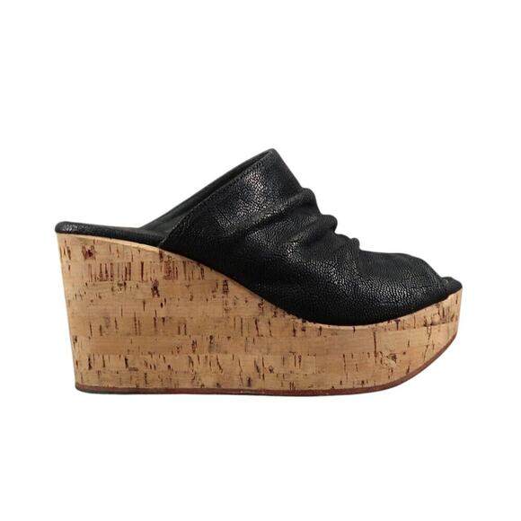 Fiorentini+Baker Shoes Women 40 Wedge Sandal Fashion Leather Platform Cork Black - Picture 16 of 16